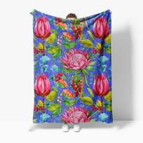Vibrant Floral Print Blanket - Watercolor Rose Flowers Blue Duvet Cover Throw Soft Fleece Throw Blanket for Sofa Bed Couch Size: 75*100cm, Weight: 230 GSM