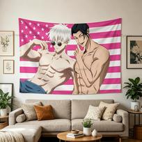 Jujutsu Kaisen Tapestry Gojo Satoru Geto Suguru Itadori Yuji, Anime Wall Hanging Aesthetic Dorm Room Decor 100X70CM