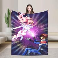 Gundam Flannel Blanket Autumn science fiction Warm Throw Blanket for Girls Boys Bedroom Print Bedspread Sofa Bed Cover Size: 75*100cm, Weight: 230 GSM