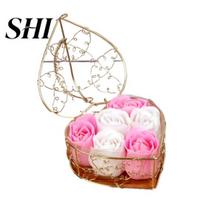 Artificial Flower 1 Set Realistic Looking Eye-catching Wrought Iron Eternal Soap Rose with Exquisite Box for Home