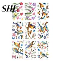 Wall Decoration Stickers 9 Sheets/Set Spring Window Cling Colorful Flower Bird Butterflies Easy to Apply Clings Waterproof PVC Reusable Electrostatic įvairiaspalvis