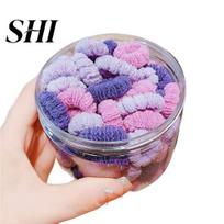 Ponytail Holder 100Pcs Hair Band Boxed High Elastic Assorted Small Reusable Accessories Tie Soft Candy Color Women Girls Home Supplies Rope 100pcs violetinė