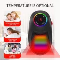 Wall-Mounted Mini Heater with Seven-Color Lights: Compact Desktop Hot Air Blower for Home and Office. EU Plug juoda