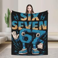 67 Šeši Septyni 6-7 Juokingas Italijos Smegenų Puvinys Spausdintas Pledas Vyrams Moterims Šilti Jaukūs Pūkuoti Mesti Pledai Sofai Įvairių Dydžių 75X95CM