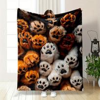 Cute Cat Paw Print Blanket Bedroom Blanket for Livingroom Couch Lunch Break Soft Throw for Friend's Festival Gift 75X95CM
