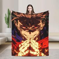 Ryomen Sukuna aksominis pledas Jujutsu Kaisen anime pledas sofai, kelionėms, lengvas lovatiesė, 75X95CM