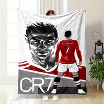 A Stylized Red-soccer Jersey Figure with  CR7  and  Ronaldo  Text. for All Seasons Blanket Lunch Break Throw Gift 75X95CM