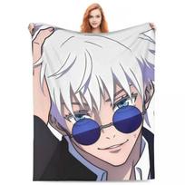 Gojo Satoru megztas pledas Anime Jujutsu Kaisen flanelinis pledas vasaros oro kondicionieriui personalizuotas minkštas šiltas lovatiesės 75X95CM