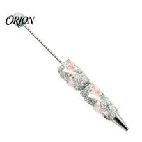 Unique Luminous Office Pen DIY Glow-in-the-Dark Diamond Beaded Pen, Rhinestone Ballpoint Pens with Cartoon Charms, Cute Glitter Writing Character A