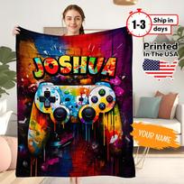 Žaidimų pledas Personalizuotas šerpos vilnos pledas su vardu Vaikų pledas Pledas Dovanų Pledas su valdikliu Jam Kalėdinė dovana Berniukams 75X95CM