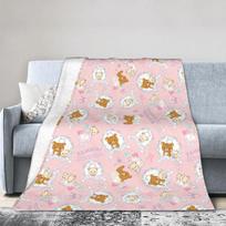 Rožinis mielas lokys Rilakkuma pledas švelnus nuostabus kvėpuojantis pledas lovai sofai žiemai, 75X95CM