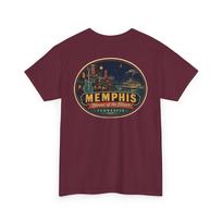 Memphis - Mid Century Luggage Tag T-Shirt | Retro Skyline City Badge Tee S
