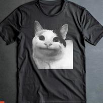 Funny Meme Cat Shirt,Sad Kitten Meme Standing Cat T-Shirt, Gift shirt S