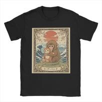 Unisex TShirts Cute Baby Monkey Punch Japanese Art Crazy  Cotton Tees Short Sleeve  T Shirt Round Neck Clothes XL S įvairiaspalvis
