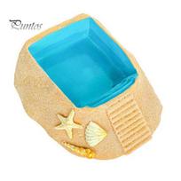 Simulation Beach Swimming Pool Hermit Crab Habitat Ornament with Climbing Ramp & Starfish Shell Waterproof Plastic Ornaments Conch Decor, Reptile