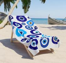 Blogos akies paplūdimio rankšluostis, mikropluošto didelis, be smėlio, greitai džiūstantis, mėlynas turkiškas Nazaro boho dizainas, minkštas, sugeriantis 70X140cm  &1pc