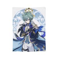 Lohen Anime Blanket Cover Flannel Genshins Impacts Soft Throw Blanket for Airplane Travel Bedspread Size: 75*100cm, Weight: 230 GSM