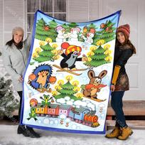 Classic Cartoon Little Mole Print Blanket Warm Soft and Comfortable Home Travel Blanket Sofa Bedding Camping RV Blanket for Gift Size: 75*100cm, Weight: 230 GSM