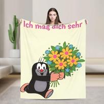 The Little Mole Krtek Blankets Cartoon Floral Flannel Throw Blanket Bedspread Decoration Ultra-Soft Warm Multifunction Rug Piece Size: 75*100cm, Weight: 230 GSM