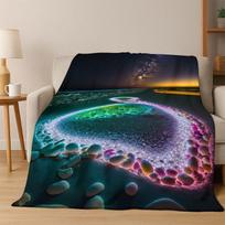 Colorful Pebble rainbow Cobblestone Stone Flannel Blanket Soft Warm Blanket Throw Blanket for Bedroom Living Room Bed Picnic Size: 75*100cm, Weight: 230 GSM