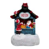 Christmas Winter Village House Ornaments Mini Light-up Christmas Shop with Santa Resin B