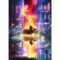 Cyberpunk Neono Motociklo Automobilio Plakatas Drobės Spaudinys Motociklas Gatvėje Sienos Meno Dekoras Fantazijos Gatvės Vaizdas Sienų Dekoras 21cm×30cm NoFrame