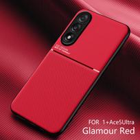 Non-Slip Texture Shockproof Case For OnePlus Nord 5 Ace5 Ultra Soft TPU Frame PU Leather Plastic Magnetic Phone Cover Fundas OnePlus Ace 5 Ultra raudona