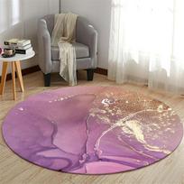 Round Area Rug Artistic Abstract Marble Geometric Landscape Print Carpet Soft Floor Mat For Living Room Bedroom Home Decor 40X40CM