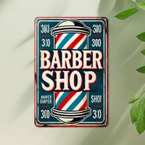 Barbershop Sign Metal Wall Art  Room Decor Home Decor Cafe Coffee Shop Bedroom 20x30cm（7.8x11.8inch）