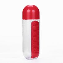 2 in 1 600ml 7 Grids Medicine Box Water Cup Sports Plastic Water Bottle Combine Daily Pill Boxes Organizer Drinking Bottles Box army green