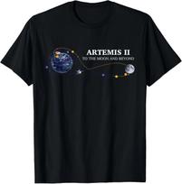 Artemis 2 Route Map SLS Rocket Launch Mission to The Moon T- Shirt XL black