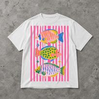 Colorful Maximalist Tropical Fish Trio Shirt, Vibrant Ocean Graphic Tee, Coastal Art Beach Shirt 3XL