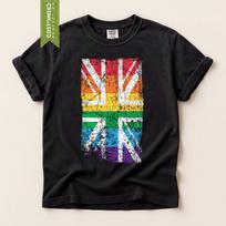 Comfort Colors® UK Union Jack Pride Flag Shirt, LGBTQIA2 Rights Top, British Gay Parade XL