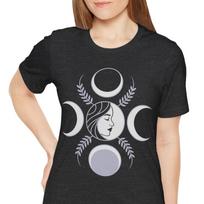 Moon Phase Quadrant Shirt, Minimalist Celestial Goddess Tee, Botanical Witchy Apparel, Simple Cozy Goth Gift, Modern Lunar Cycle S