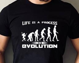 Life Is A Process Of Evolution Of Man T-Shirt, Ape To Monkey To Man Shirt Funny T-Shirt Christmas Birthday Family Presents Xmas Gift Tee Tops M