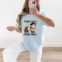 Cowboy Corgi Comfort Colors 1717 T-Shirt, Funny 'Today I'm a Fierce Wolf' Text Graphic Tee 4XL