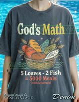 God'S Math 5 Loaves 2 Fish Comfort Colors® Tshirt, Christian Tees, Jesus Miracle Sweater, Religious Faith Tanktop, Retro Vintage Bible M