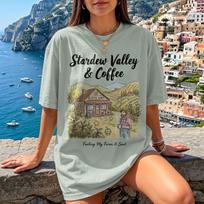 Stardew Valley Coffee Shop T Shirt T-shirt Junimo Cozy Games Gamer Gift Indie Video Game Stardew Art Pixel Art Shirt L
