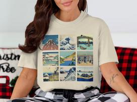 Mount Fuji T-Shirt, Japanese Streetwear, Comfort Colors T Shirt, Thirty Six Views of Mount Fuji by Hokusai Prints, Japanese Scenery Tees 2XL