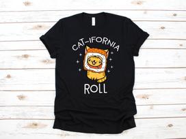 Sushi Cat T-Shirt, Funny Cat-ifornia Roll Tank Top, Sushi Pun T-shirt, T-shirt,T-shirt XL