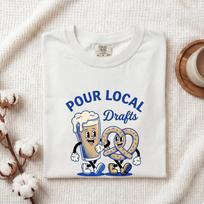 Beer Pretzel Shirt Drinks Tavern Gift Women Doodle Tee Pretzel Rod T-Shirt Beverage Fan Hand Drawn Tshirt Pub Graphic Classic Smiling Faces M