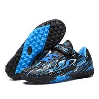Kids Football Boots Primary School Students Velcro Boys Winter Summer Autumn Training Field Sneakers 30 mėlyna