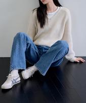 Noing Alpaca Oversized V-Neck Knit (Cream) Cream