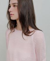 Annies Boat Neck Sheer Knit (Baby Pink) Baby Pink