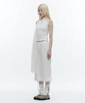 Wet Tag One Shoulder Muffler Top White