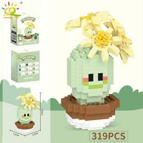HUIQIBAO Mini MOC Kaktusas vazone Mikro statybiniai blokeliai 3D Deimantinis gėlė Stalo dekoracija Modelis Plyta DIY Žaislai Vaikams no box
