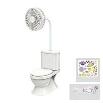 Funny USB Rechargeable Desk Fan Adjustable Cooling Fan Toilet Desktop Fan for 5V14500mAh Sticker Style 3 White