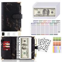 PU Leather Budget Binder With Cash Envelopes Pockets Zip Small French Budget Pouch Binder For Saving Money A6 Planner Organizer juoda
