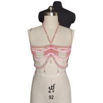 New Trend Sexy Girls Pink Beaded Body Chain Trendy Body Jewelry for Fat Girls Wear Pink Body Chain