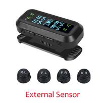 Universal Car TPMS Tire Pressure Monitoring System Solar Power Digital TMPS LCD Display  Security Alarm Tire Pressure Sensor External Sensor